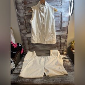 Liz Claiborne Cream Pantsuit with Button-Up Vest